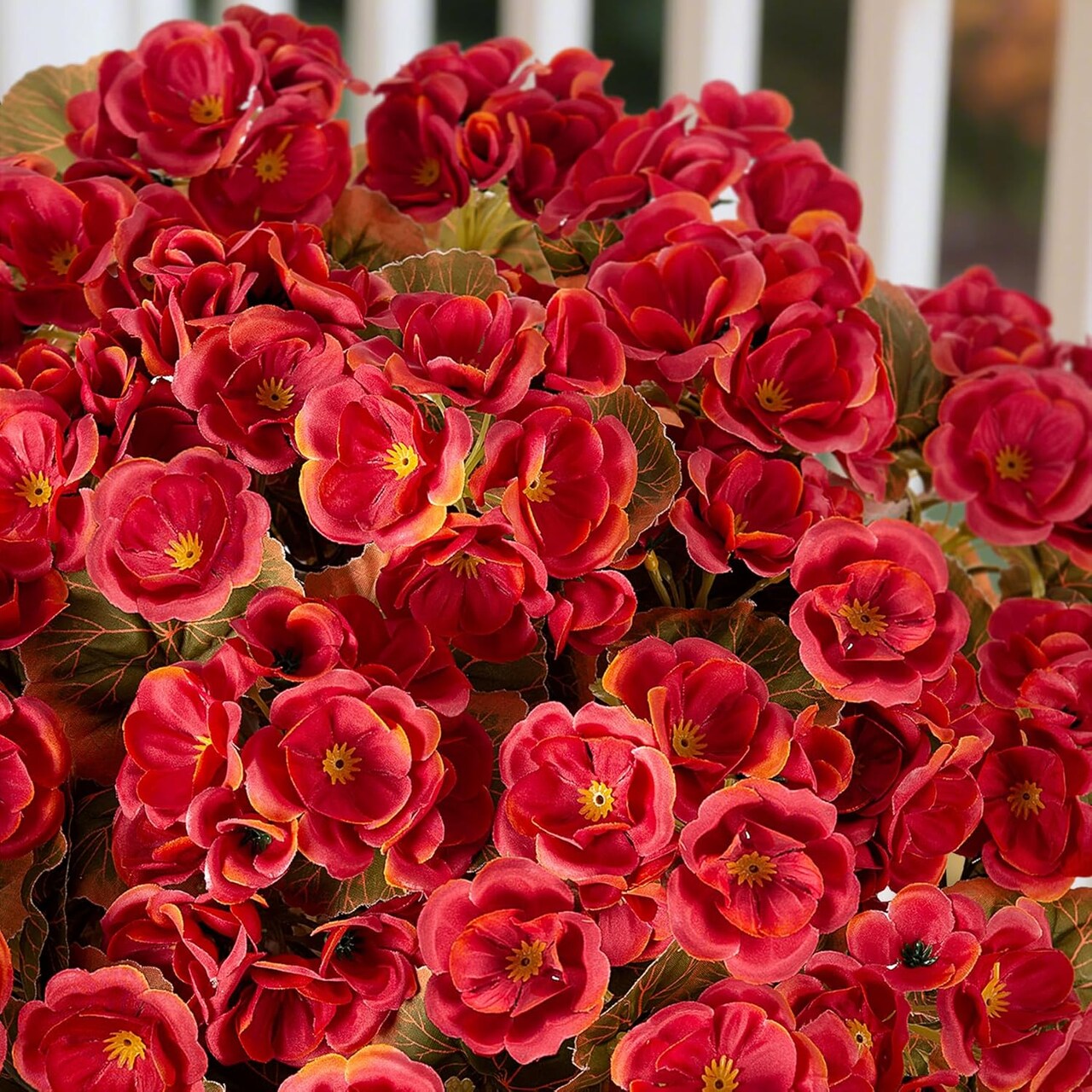 6 Bundles UV Resistant Faux Geraniums for Indoor and Outdoor Decor